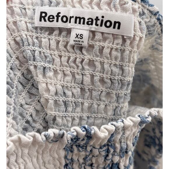 B71 Reformation Gitane Linen Midi Dress Womens XS Floral Cottagecore Puff Sleeve - Picture 9 of 9